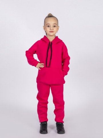 296-Ф. Свитшот с капюшоном + Штаны, хлопок 65%, 35% ПЭ, 3-х нитка (начес) фуксия 146,152,158